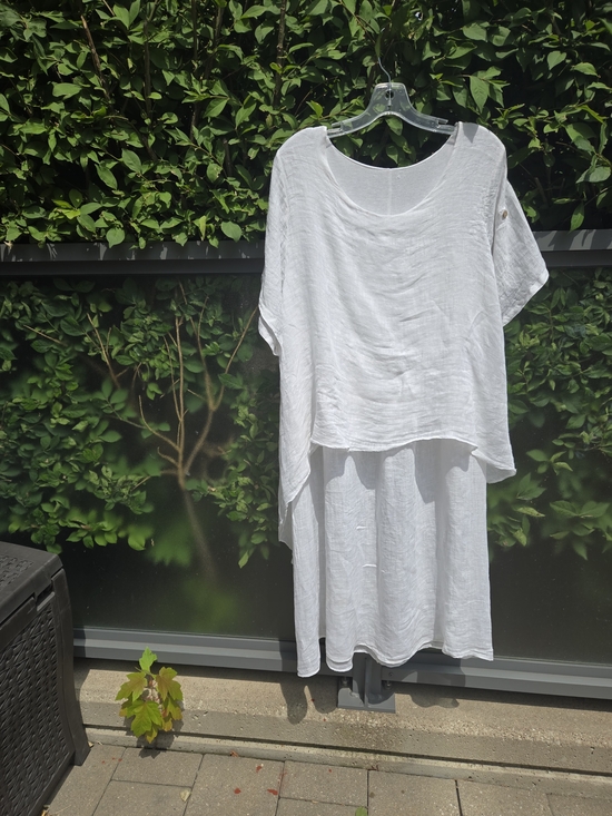 no brand Dresses & Skirts - BOHO White Linen Midi Dress with Layered Tunic - Women US L